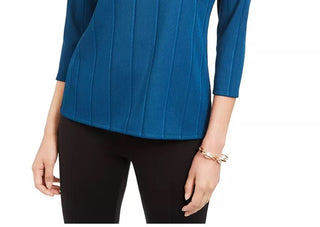 Alfani Women's Asymmetrical Printed Top Blue Size X-Large