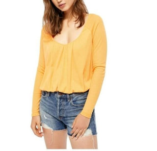 Free People Women's Bondi Thermal Top Yellow  Size Large