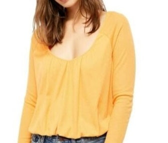 Free People Women's Bondi Thermal Top Yellow  Size Large