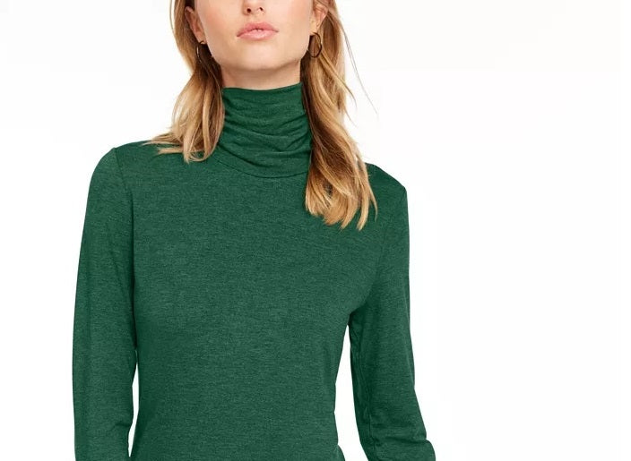 Maison Jules Women's Turtleneck Top Green Size Large