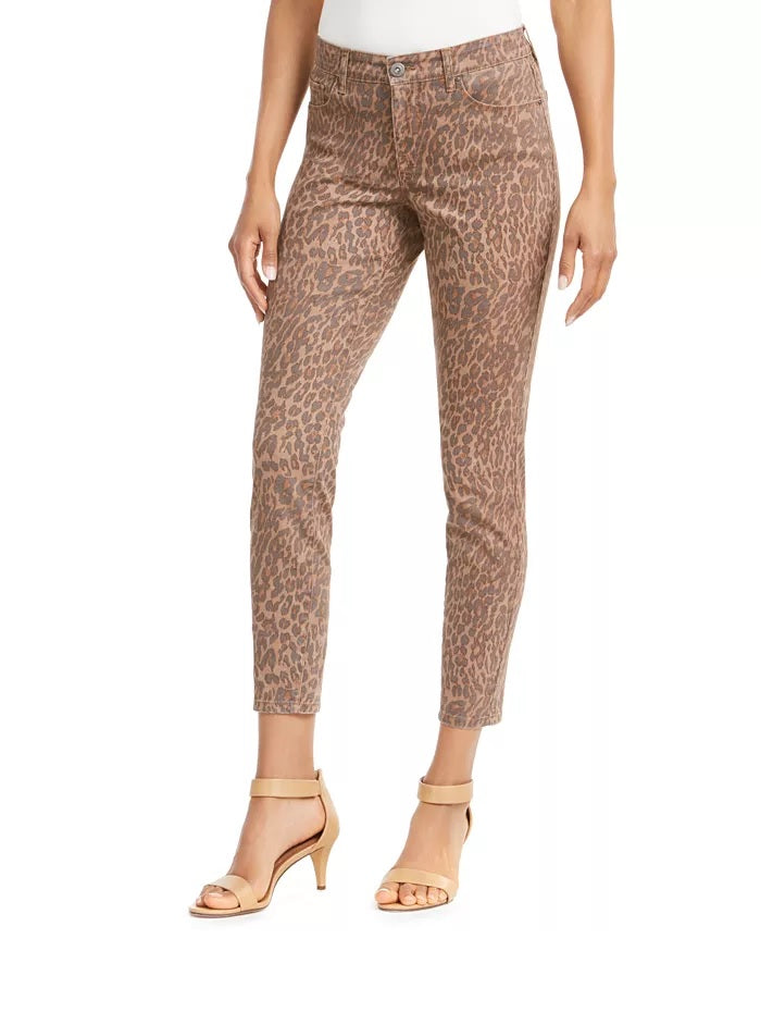 Style & Co Women's Curvy Fit Skinny Printed Jeans Beige Size 12