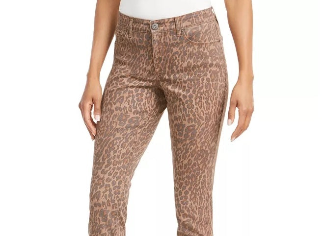 Style & Co Women's Curvy Fit Skinny Printed Jeans Beige Size 12