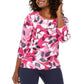 JM Collection Women's Printed Metallic Top Pink Size Medium