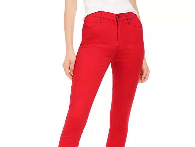Kendall + Kylie Women's High Rise Skinny Jeans Red Size 26