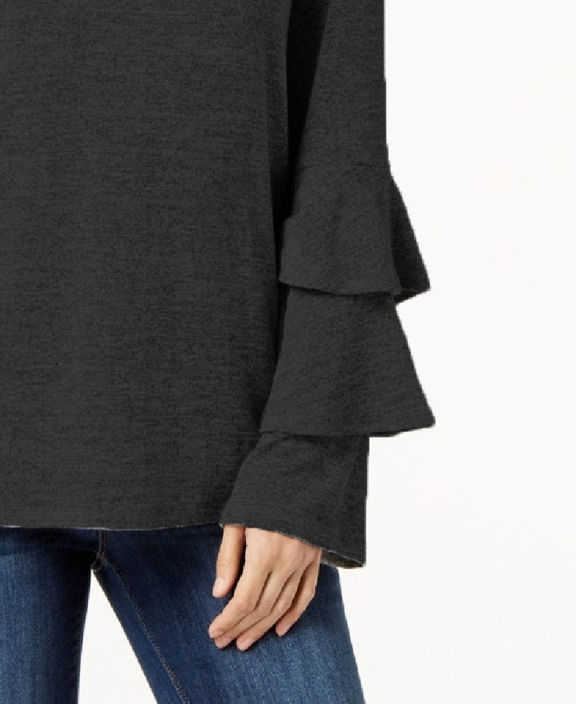 Style & Co Women's Tiered Sleeve Top Black Size Small