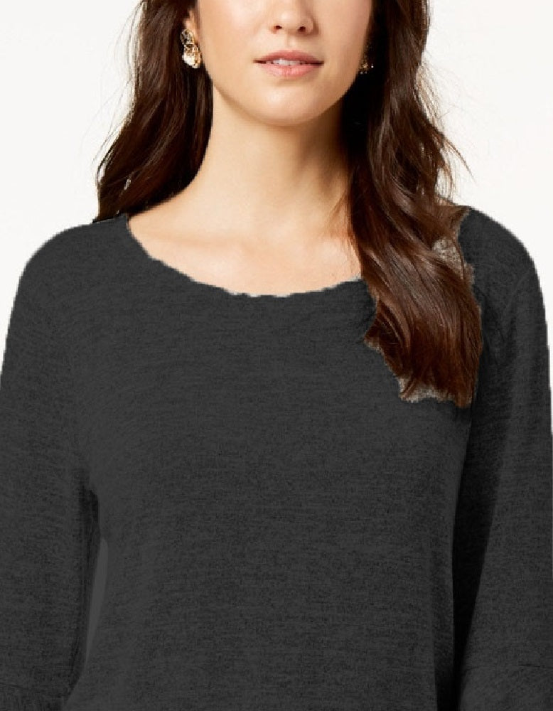 Style & Co Women's Tiered Sleeve Top Black Size Small