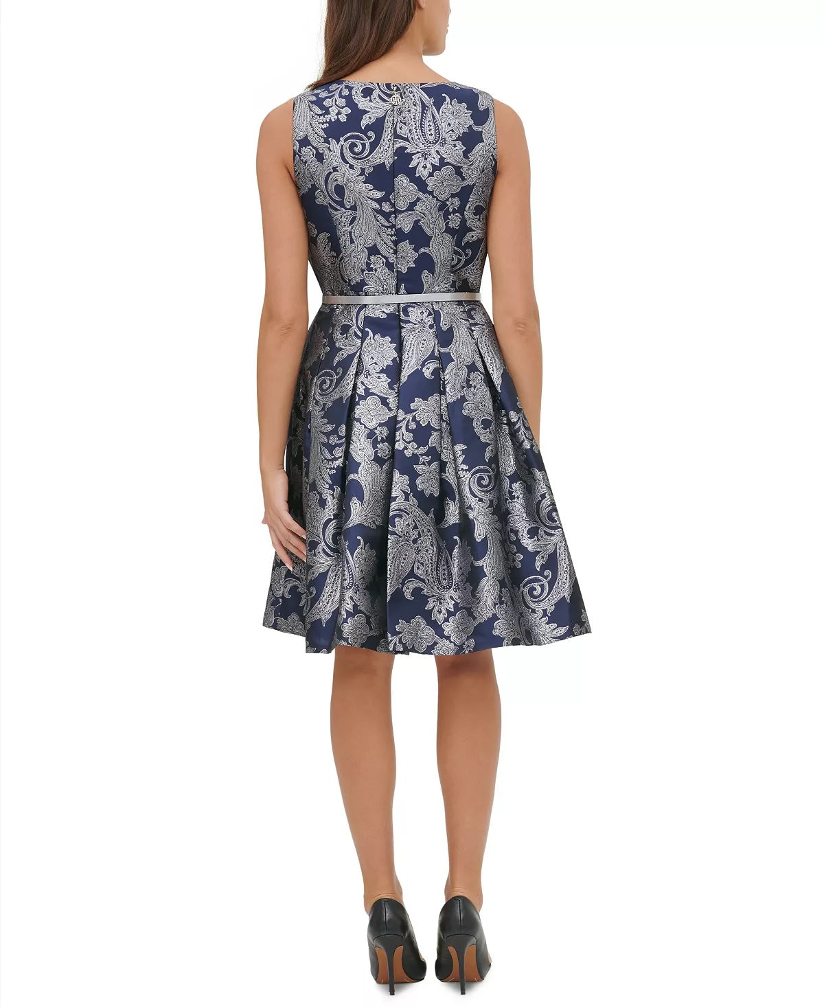 Tommy Hilfiger Women's Jacquard Fit & Flare Dress Blue Size 10