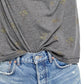Free People Women's Tee Shirts Camo Arielle Long Sleeve Tee Gray Size X-Small