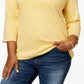 Karen Scott Women's Cotton 3/4 Sleeve Top Yellow Size Small