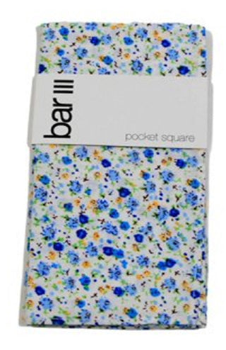 Bar III Men's Floral Cotton Pocket Square Blue Size Regular