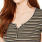 Hippie Rose Women's Juniors Knit Ribbed T-Shirt Black Size Small