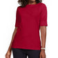 Karen Scott Women's Elbow Sleeve Stud Trim Tunic Red Size Small