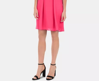 NY Collection Women's Keyhole Back Dress With Necklace Pink Size Petite Large