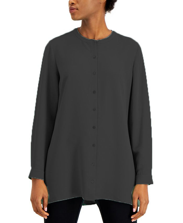 Alfani Women's Button Down Tunic Top Black Size Large