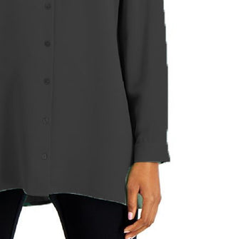 Alfani Women's Button Down Tunic Top Black Size Large