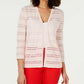 Charter Club Women's Pointelle Striped Cardigan Pink Size X-Large