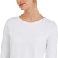 Charter Club Women's 3/4-Sleeve Printed Top White Size Medium