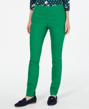 Charter Club Women's Chelsea Stretch Twill Skinny Pants Green Size 14 Petite