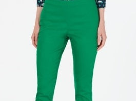 Charter Club Women's Chelsea Stretch Twill Skinny Pants Green Size 14 Petite