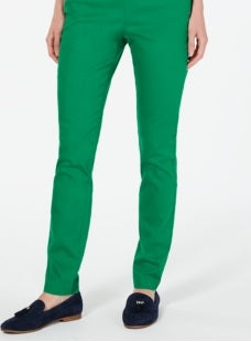 Charter Club Women's Chelsea Stretch Twill Skinny Pants Green Size 14 Petite