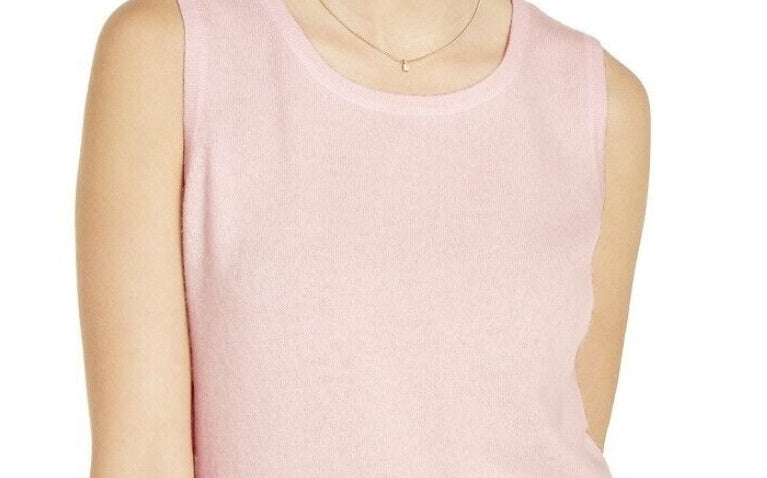 Charter Club Women's Sleeveless Crew Neck Sweater Pink Size Large