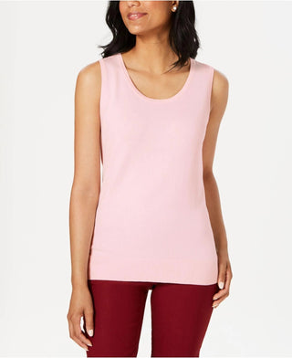 Charter Club Women's Sleeveless Crew Neck Sweater Pink Size X-Large