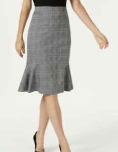 NY Collection Women's Plaid Peplum Skirt Black Size Petite Medium