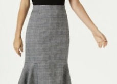 NY Collection Women's Plaid Peplum Skirt Black Size Petite Medium
