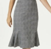 NY Collection Women's Plaid Peplum Skirt Black Size Petite Medium