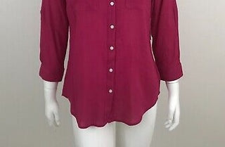 Charter Club Women's Roll Tab Button Down Top Pink Size X-Large