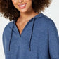 Style & Co Women's Hoodie 3/4 Sleeve Top Blue  Size Medium