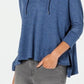 Style & Co Women's Hoodie 3/4 Sleeve Top Blue  Size Medium