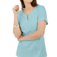 Karen Scott Women's Woven Split Neck Top Blue  Size Small