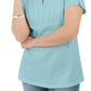 Karen Scott Women's Woven Split Neck Top Blue  Size Small