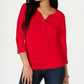 Karen Scott Women's Cotton Henley Neck Top Red  Size PL