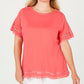 Charter Club Women's Cotton Circle Trim T-Shirt Red Size Small