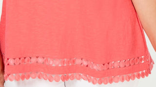 Charter Club Women's Cotton Circle Trim T-Shirt Red Size Small