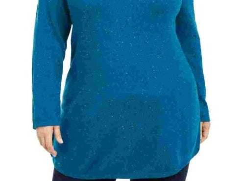 Karen Scott Women's Solid Curved Hem Tunic Green Size Medium