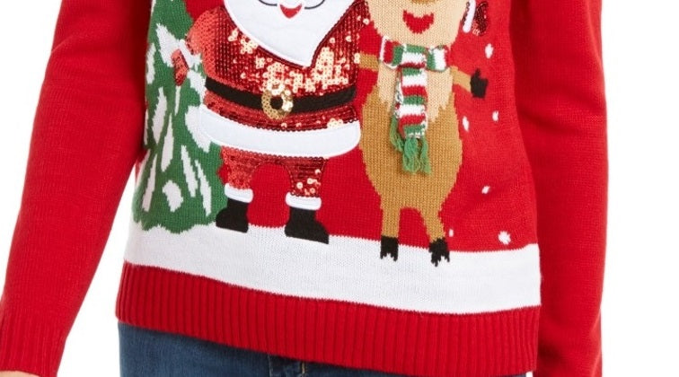 Karen Scott Women's Friendly Santa Sweater Red Size Large