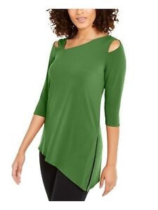 Alfani Women's Front Cutout Cold Shoulder Top Green Size Medium