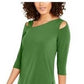 Alfani Women's Front Cutout Cold Shoulder Top Green Size Medium