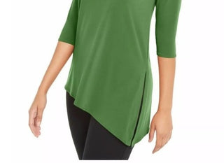 Alfani Women's Front Cutout Cold Shoulder Top Green Size Medium