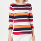Charter Club Women's Pima Cotton Button-Shoulder Stripe Top Pink Size XX-Large