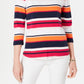 Charter Club Women's Pima Cotton Button-Shoulder Stripe Top Pink Size XX-Large