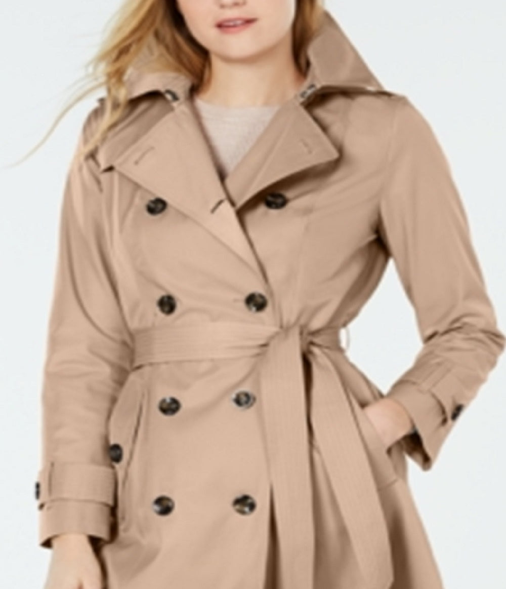 London Fog Women's Belted Double Breasted Trench Coat Brown Size Large