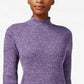 Karen Scott Women's Studded Mock Neck Sweater Purple- Size Small