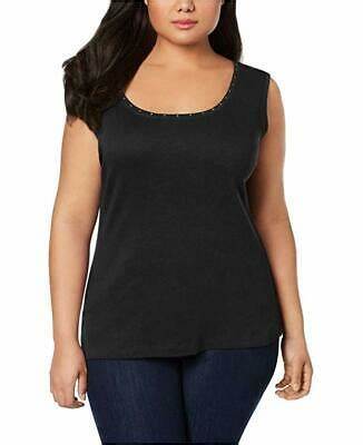 Karen Scott Women's Scoop-Neck Cotton Tank Top Bone  Size X-Large