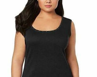 Karen Scott Women's Scoop-Neck Cotton Tank Top Bone  Size X-Large