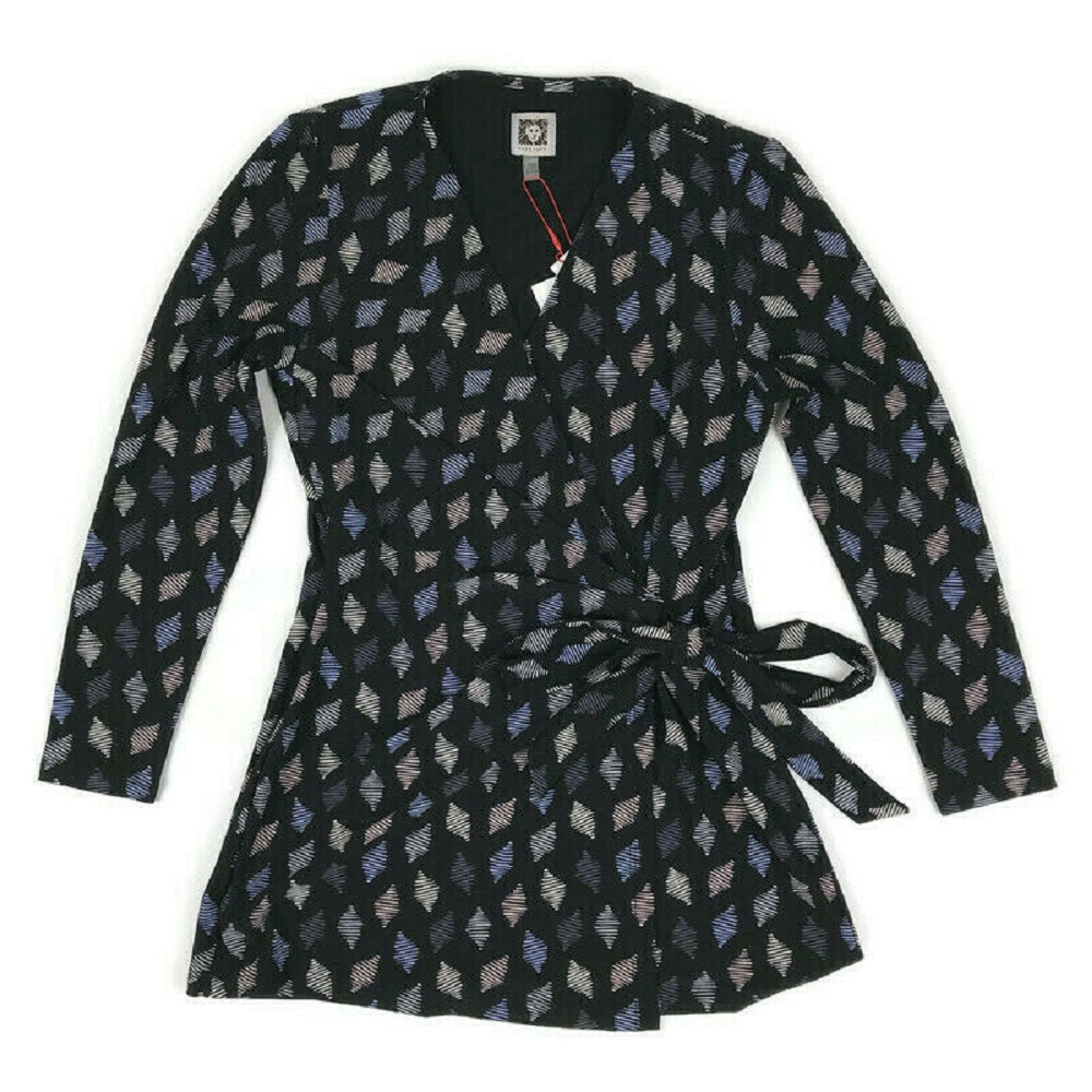 Anne Klein Women's Printed 3/4 Sleeve Wear To Work Top Gray Size XX-Small