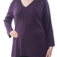 Karen Scott Women's V-Neck Solid Sweater Purple Size X-Small